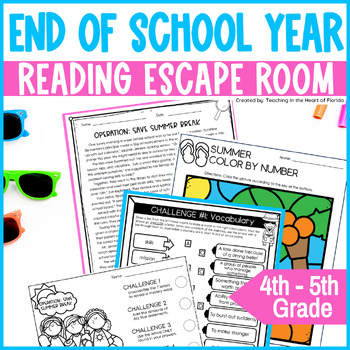 Preview of End of Year Escape Room 4th - 5th Grade Reading Escape Room