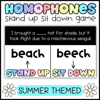 Preview of End of Year | Summer Homophones | Stand Up Sit Down Digital Game