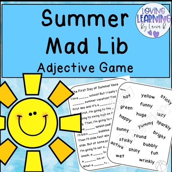 Preview of End of Year Summer Mad Lib Adjective Game | Describing Words |  Fluency