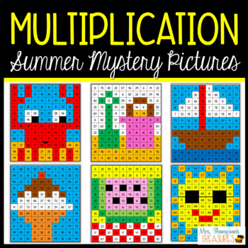 Preview of End of Year / Summer Math Activities - Multiplication Mystery Pictures