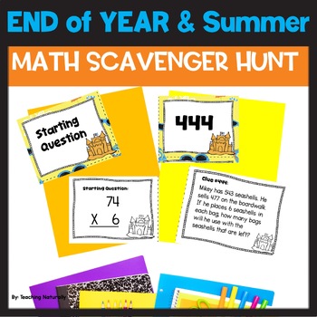 Preview of End of Year Summer Math Activities Word Problems Scavenger Hunt Test Prep