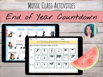 Preview of End of Year & Summer Music Class Countdown Activities