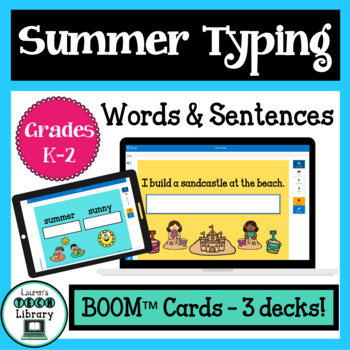 Preview of Summer Digital Word and Sentence Typing Boom™ Cards