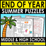 End of Year Summer Time Word Search & Crossword Puzzle + A