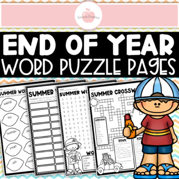 Preview of End of Year Summer Word Puzzle Pages