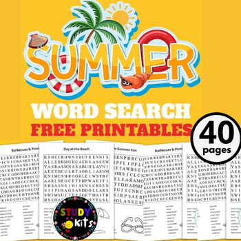 Preview of End of Year Summer Word Search Puzzles Activity Vocabulary Worksheet