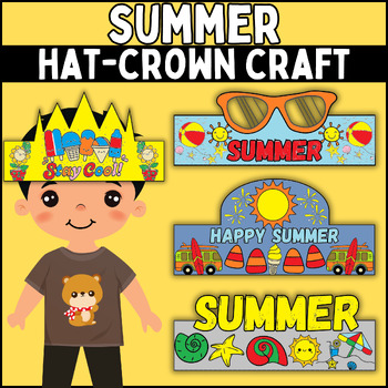 Preview of End of Year & Summer colored Hat&Crown Crafts - Headband|last day\week of school