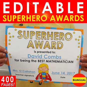 Preview of Superhero Awards / Certificates - Bilingual: OVER 400 PAGES!