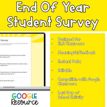 Preview of End of Year Survey - Google Forms | DISTANCE LEARNING