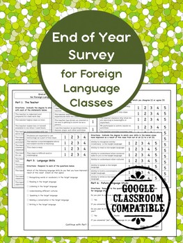 Preview of End of Year Survey for Foreign Language Classrooms