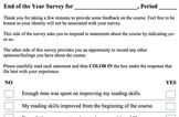 End of Year Survey/Evaluation -- Easy to Use and Interpret