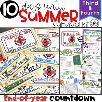 Preview of End of Year Activities - Countdown to Summer 10 Day Lesson Plans 3rd, 4th grade