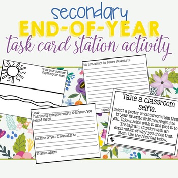 Preview of End of Year Task Card Station Activity for Secondary Students