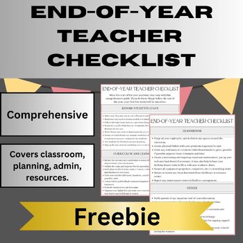 Preview of End-of-Year Teacher Checklist