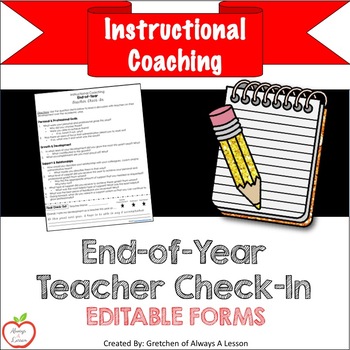 Preview of Instructional Coaching: End of the Year Teacher Discussion Form EDITABLE