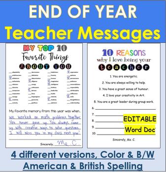 Preview of End of Year Letter to Students, Teacher Messages | Distance Learning