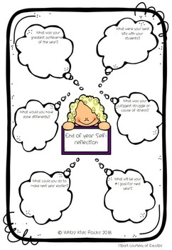 Preview of End of Year Teacher Self-Evaluation Worksheet