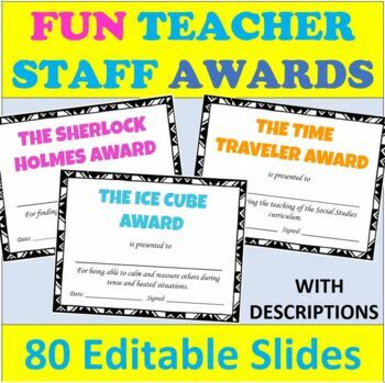 Preview of End of Year Teacher Staff Awards - Editable Google Slides | Distance Learning