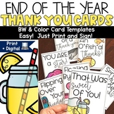 End of Year Thank You Notes Printable Cards Templates For 