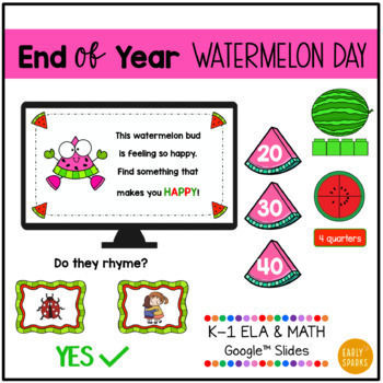 Preview of End of Year Theme Day - WATERMELON DAY Digital Activities for K-1