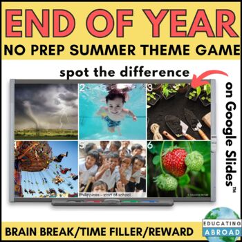 Preview of End of Year Time Filler Activity | Summer Themed Memory Game (Digital Resource)