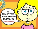 End of Year WORD SEARCHES (Includes 6 Puzzles with Answer Keys)