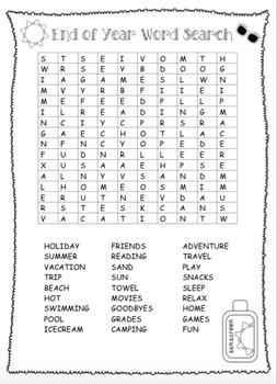end of year word search by little miss cupcake tpt