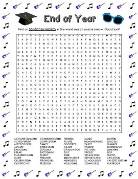 end of year word search 50 words by larue learning