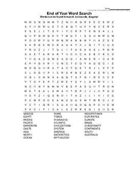 End of Year Word Search 6th Grade History by SPED EDIT | TPT