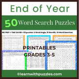 End of Year Word Searches 50 Unique Puzzles Gr. 3-5 Printables