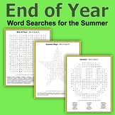 End of Year - Word Searches for the Summer
