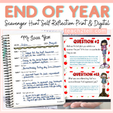 End of Year Writing Activities Scavenger Hunt Print & Digital