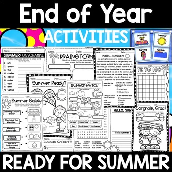Preview of End of Year and Graduation Activites: May Summer Safety & Write the Room K-2nd