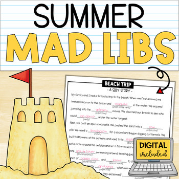 Preview of End of Year and Summer Grammar Activity | Parts of Speech | Mad Libs