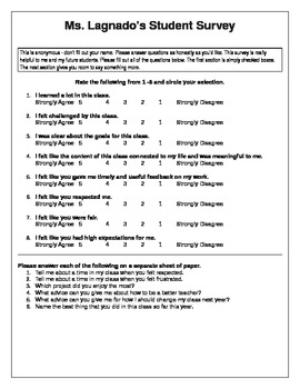 Preview of End of Year or End of Term Survey