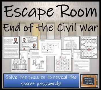 Preview of End of the Civil War & Lincoln Assassination Escape Room Activity