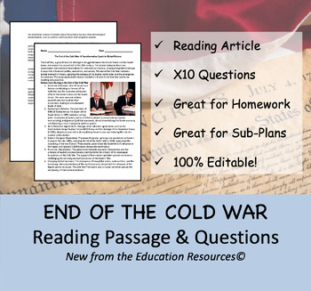 Preview of End of the Cold War - Reading  Comprehension Passage & Questions