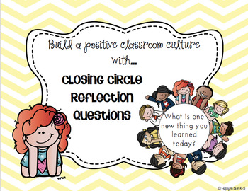 Preview of End of the Day Closing Circle Reflection Cards - UPDATED 1/15/17!!
