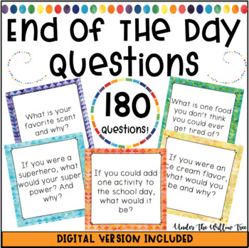 Preview of End of the Day | Morning Meeting Questions {EDITABLE} DIGITAL VERSION INCLUDED!