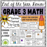 End of the School Year 3rd Grade Math Review Clip Cards - 