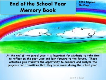 Preview of End of the School Year Memories Printables and  Activities