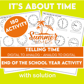 Preview of End of the School Year Activity GIANT Summer Vacation Fun Telling Time ACTIVITY