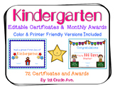 End of the Year Certificates & Kindergarten Awards for the