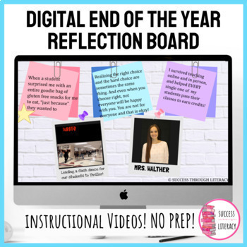 Preview of End of the School Year Digital Reflection Board for High School or Middle School