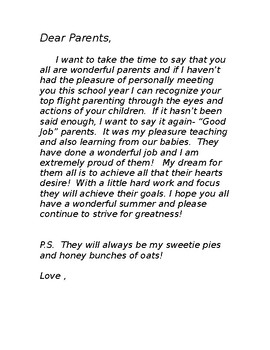End of the School Year Good Bye Letter by Shach Melt | TpT