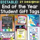 End of the Year Gift Tags & Student Gift Ideas, Editable 26 Designs