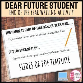 Preview of End of the School Year Letter Activity Dear Future Student (Digital or Print)