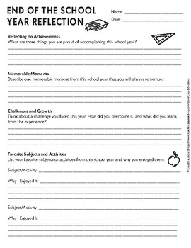 Preview of End of the School Year Reflection Worksheet PDF / Bilingual