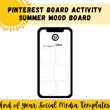 Preview of End of the School Year Social Media - Pinterest Summer Mood Board Activity