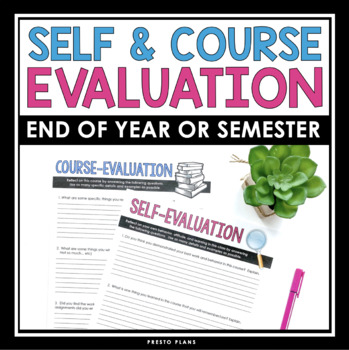 Preview of Free End of the Year or Semester Self and Course Evaluation or Assessment